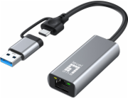 Adaptér LevelOne USB Adaptér LevelOne USB-C + USB-A -> RJ45 10/100/1000/2500 gr