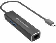 Koncepční AV adaptér CONCEPTRONIC Adaptér USB-C ->RJ45 Gigabit, 2xUSB-C 2xUSB-A sw