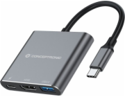 Adaptér AV Conceptronic CONCEPTRONIC Dock USB-C->HDMI,USB3.0,PD 0,25m gr