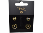 Pozlacené náušnice SET 4 ks SRDCE