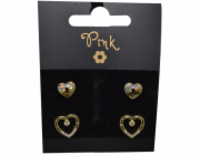 Pozlacené náušnice SET 4 ks SRDCE