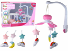 LeanToys Dětská postýlka Carousel Sound Sky Pink