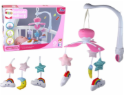 LeanToys Dětská postýlka Carousel Sound Sky Pink
