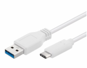 PremiumCord USB-C/male - USB 3.0 A/Male, bílý, 2m