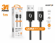 ALIGATOR Datový kabel POWER 3A, USB-C 1m černý