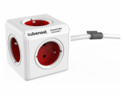 Cubenest Powercube Extended, 5× zásuvka, 1,5 m,  bílá/červená, dětská pojistka, uzemnění, dok, max. 10A/250V~2500W