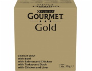 PURINA GOURMET GOLD Kousky v omáčce Mix 4 Flavors Box - mokré krmivo pro kočky - 96x85g