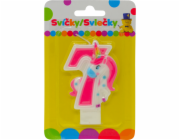 Narozeninová svíčka s JEDNOROŽCEM a číslem 7.