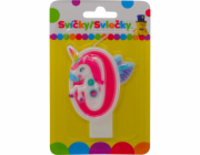 Narozeninová svíčka s JEDNOROŽCEM a číslem 0.