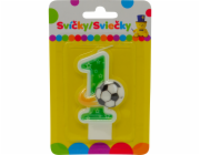 Narozeninová svíčka s míčem a číslem 1.