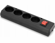 Čtyřcestná zásuvka s vypínačem, vyjímatelná 4x2 ČERNÁ MT086-C