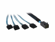 Inter-Tech Kabel SFF 8643 > 4x SATA (černo-modrý, 0,5 metru (částečně opláštěný))