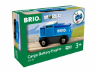 Nákladní lokomotiva BRIO World Blue s baterií, autíčko