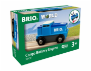 Nákladní lokomotiva BRIO World Blue s baterií, autíčko