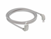 DeLOCK Patch kabel RJ45 Cat.6a S/FTP (šedý, 2 metry, úhlové konektory 1x horní, 1x spodní)