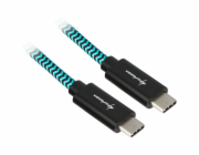 Sharkoon Kabel USB 3.2 Gen 2, USB-C samec > USB-C samec (černý/světle modrý, 0,5 metru, s návlekem)