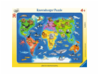 Dětská puzzle mapa světa se zvířátky