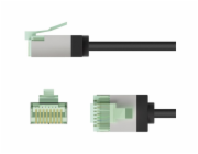 Goobay Ultraflexibilní tenký patch kabel Cat.8.1, U/FTP (černý, 3 metry, extra krátké konektory)