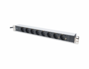 Digitus 19 Steckdosenleiste mit Aluminiumprofil, 8-fach, 1HE (schwarz/aluminium, 2 Meter Kabel)