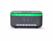 GEMBIRD FM Rádio budík s Qi nabíjaním, černý