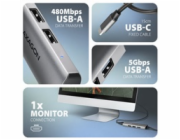 AXAGON HMC-H3A, USB 5Gbps hub, 3x USB-A, HDMI 4k/30Hz, kabel USB-C 15cm