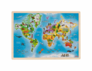 Goki Dřevěné puzzle Mapa světa