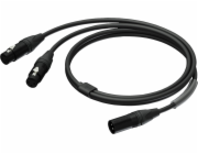 Kabel Procab  PRA736/1.5 Samec XLR - 2 x Samice XLR, UltraFlex, 1,5 m