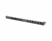 DIGITUS 19" PDU, 1U hliník, SCHUKO -> 12x CEE 7/4, jistič