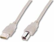 Digitus USB kabel A/samec na B-samec, 2x stíněný, béžový, 3m 