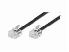 Kabel telefonní rovný 6P4C plug - 6P4C plug 15m - černý
