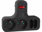 Zásuvka Maclean, čtyřnásobná s vypínačem, stabilizační nožička, typ E, 2x2,5A, 2x16A, MCE224 E/B