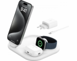 Belkin Boost Charge 3-in-1 Magnetic Foldable Wireless Charger with Qi2 15W + 36W Charger - White