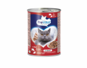 PREVITAL Cat Food s hovězím a játry v omáčce - mokré krmivo pro kočky - 415 g