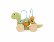 Bigjigs Toys Diplodokus na kolečkách s korálkovým labyrintem