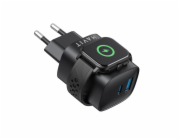 Havit UC132 EU - Dvouportová nabíječka GaN 22 W s možností bezdrátového nabíjení, černá