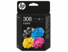 HP 308 2-Pack Tri-color/Black Original Ink Cartridge (120...