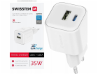 Swissten síťový adaptér gan 1x usb-c 35w pd + 1x usb-a 27...