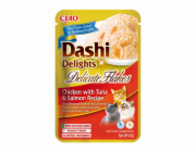 INABA CAT Dashi Delights Jemné vločky Kuře s tuňákem a lososem - pochoutka pro kočky - 40g