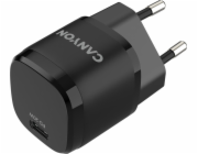 CANYON nabíječka do sítě H-20-05, 1x USB-C PD 20W, černá