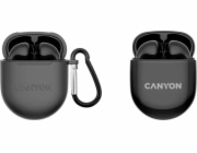 Canyon CNS-TWS6 CANYON TWS-6 BT sluchátka s mikrofonem, BT V5.3 JL 6976D4, pouzdro 400mAh+30mAh až 22h, černá