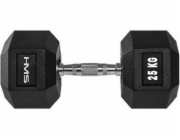 HMS Dumbbell Hex Pro černo-stříbrná 25 kg (17-66-121)