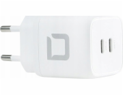 DICOTA Comfort - Síťový adaptér - 45 Watt - 2.5 A - PD 3.0 - 2 výstupní konektory (USB-C) - bílá