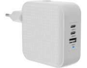 Targus HyperJuice - Síťový adaptér - GaN - 70 Watt - QC 3.0, Power Delivery 3.0 + PPS - 3 výstupní konektory (USB, 2 x USB-C) - bílá