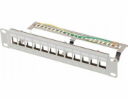 LANBERG PATCH PANEL 12 PORTŮ 1U 10" FTP PRO MODULY KEYSTONE ŠEDÝ  V2