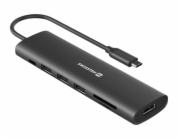 Swissten usb-c hub 7-in-1 (usb-c 100w, hdmi 4k, 1x usb-a 3.0, 2x usb-a 2.0, sd, micro sd) aluminium