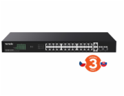 Tenda TEG1128P-24-410W (24xPoE 802.3af/at 10/100/1000Mbps, Uplink 2xRJ45 + 2xSFP) 370W