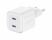 Swissten síťový adaptér gan 2x usb-c 20w power delivery bílý