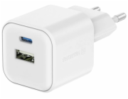 Swissten síťový adaptér gan 1x usb-c 20w pd a 1x usb-a 18w qc bílý