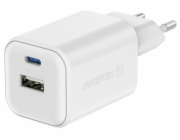 Swissten síťový adaptér gan 1x usb-c 45w pd + 1x usb-a 18w qc bílý