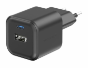 Swissten síťový adaptér gan 1x usb-c 20w pd + 1x usb-a 18w qc černý